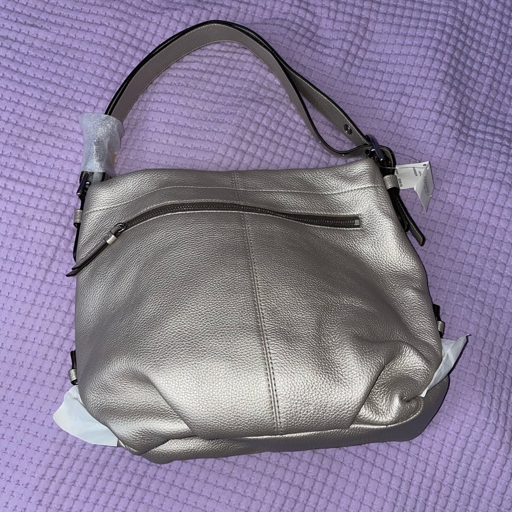 Coach Champagne Silver Hobo Bag!